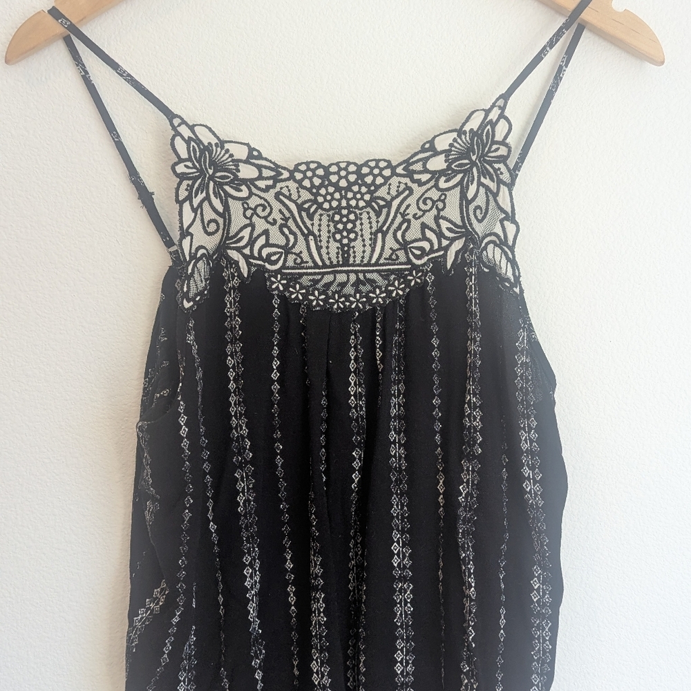 Lace Floral Pinstripe Flowy Blouse - Pilcro Style